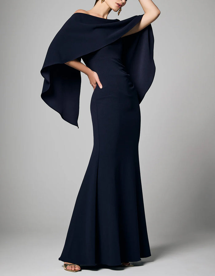 Navy Blue Off Shoulder Maxi Dress