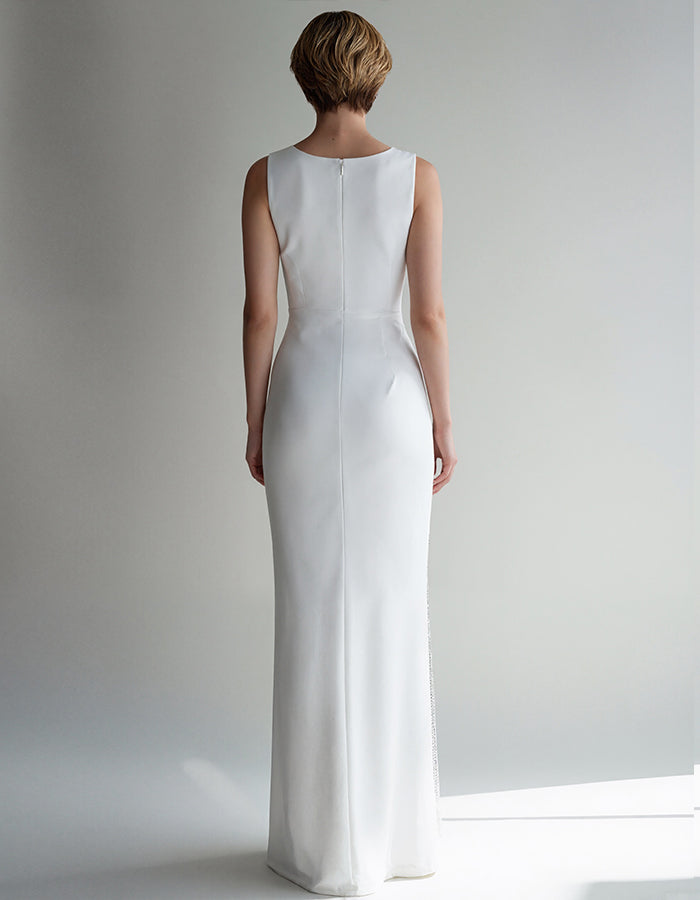 White Round Neck Sleeveless Tight Fitting Maxi Dress