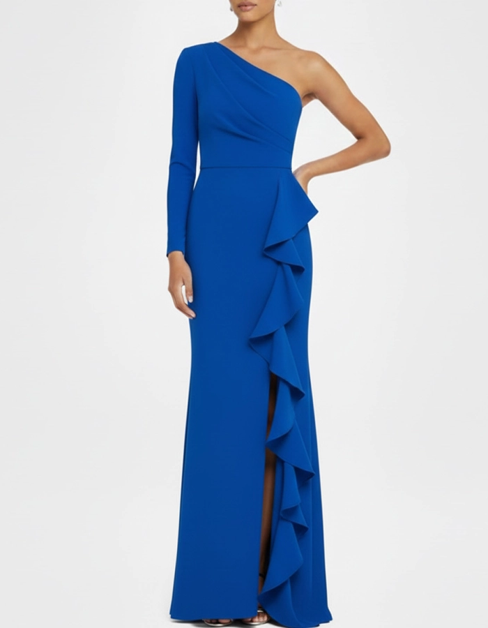 One-Shoulder Ruffled Maxi Dress