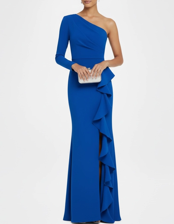 One-Shoulder Ruffled Maxi Dress