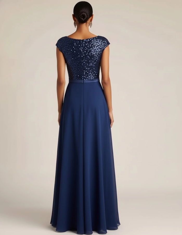 Sequined Fitted A-line Maxi Dress