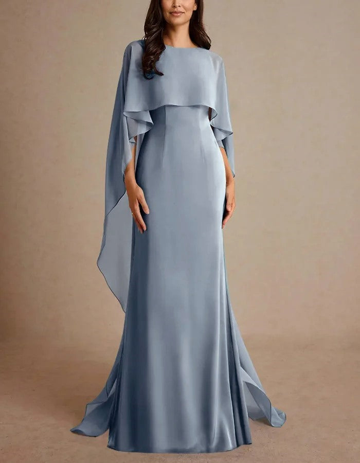Gray Blue Chiffon Maxi Dress