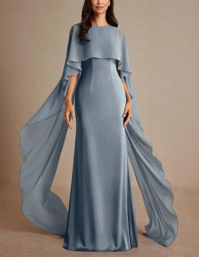 Gray Blue Chiffon Maxi Dress