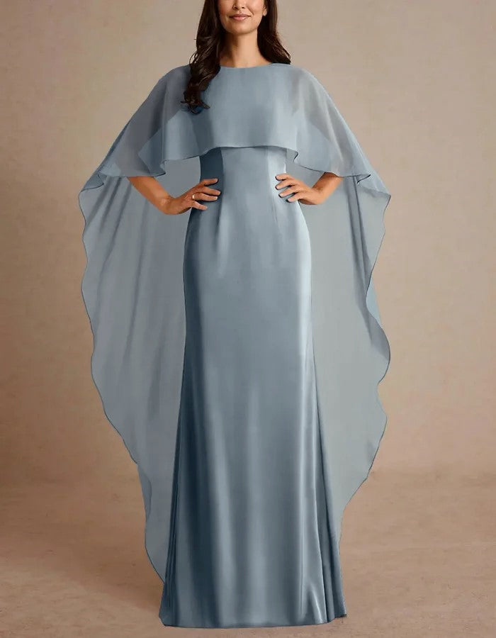 Gray Blue Chiffon Maxi Dress