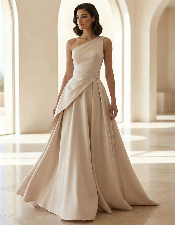 Milk Apricot Satin Shoulder Maxi Dress
