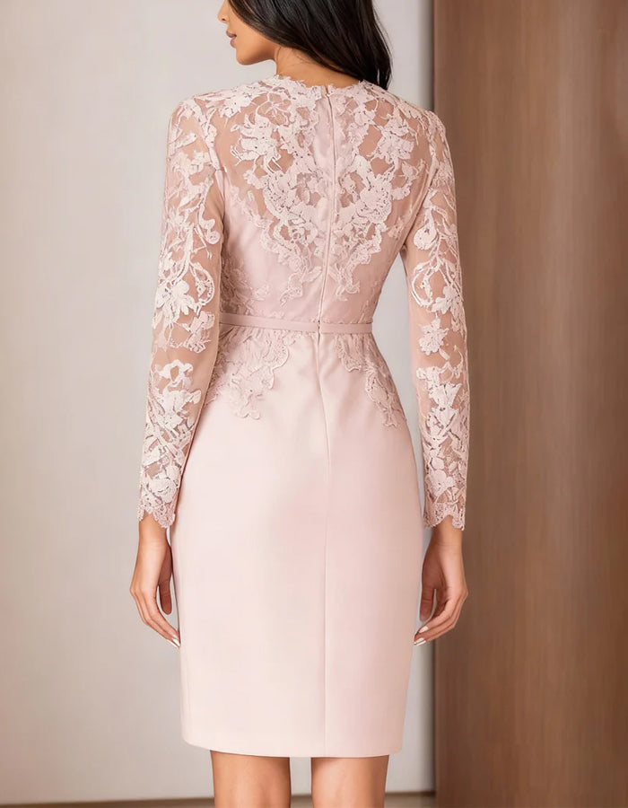 Pink Lace Trimmed Satin Mini Dress