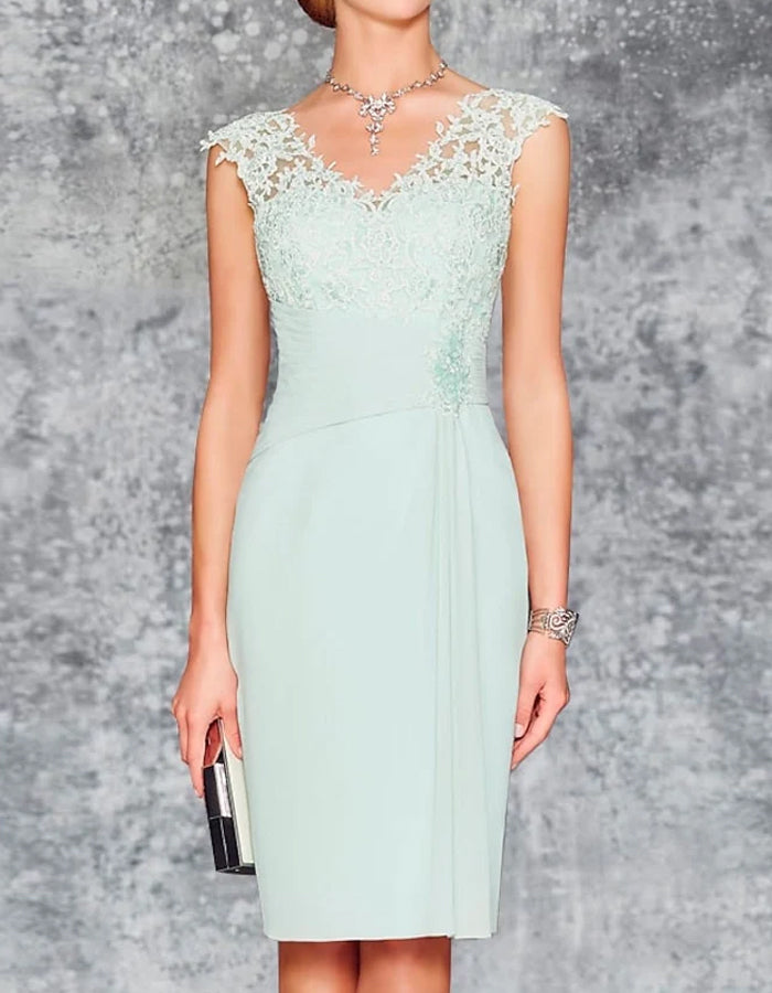 Mint Green Chiffon Lace Dress Suit