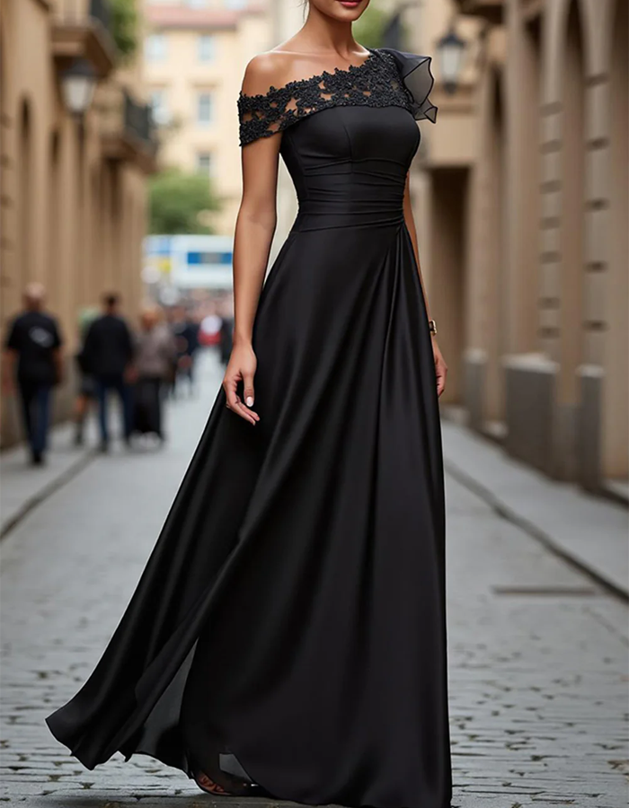 Off-the-Shoulder Lace Maxi Dress