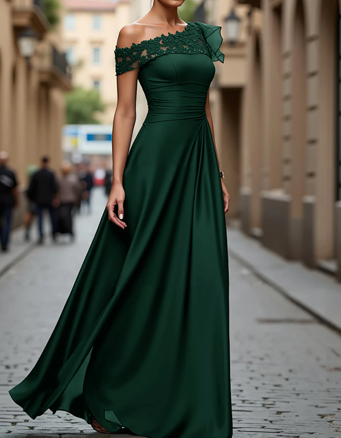 Off-the-Shoulder Lace Maxi Dress