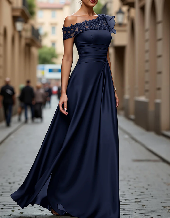 Off-the-Shoulder Lace Maxi Dress