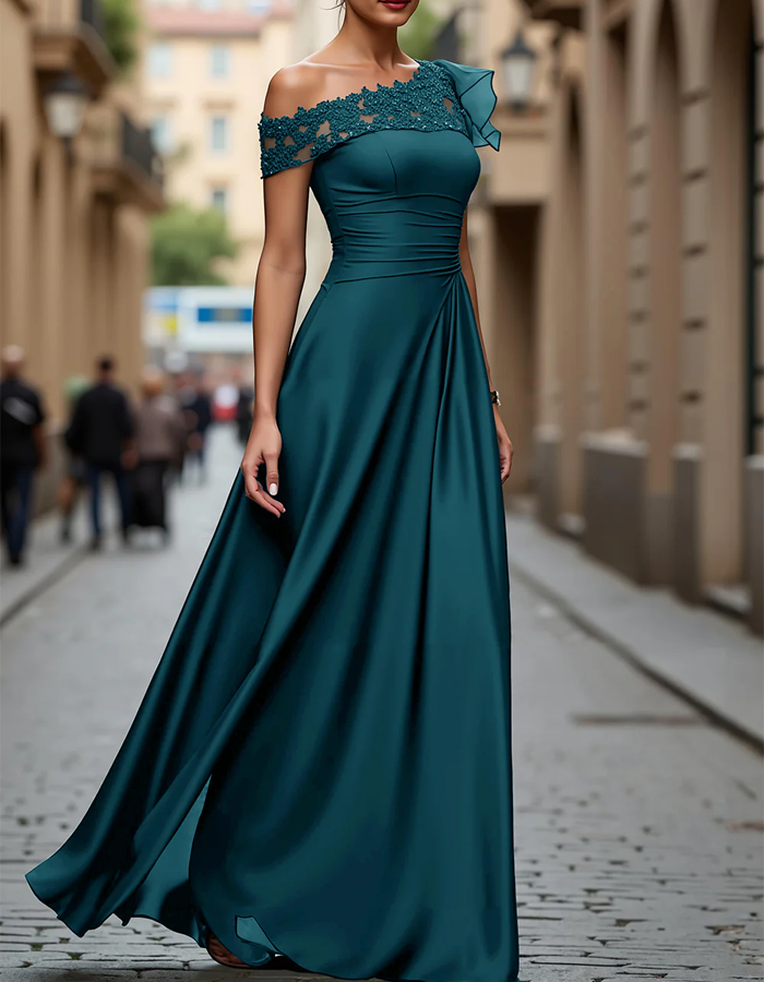 Off-the-Shoulder Lace Maxi Dress