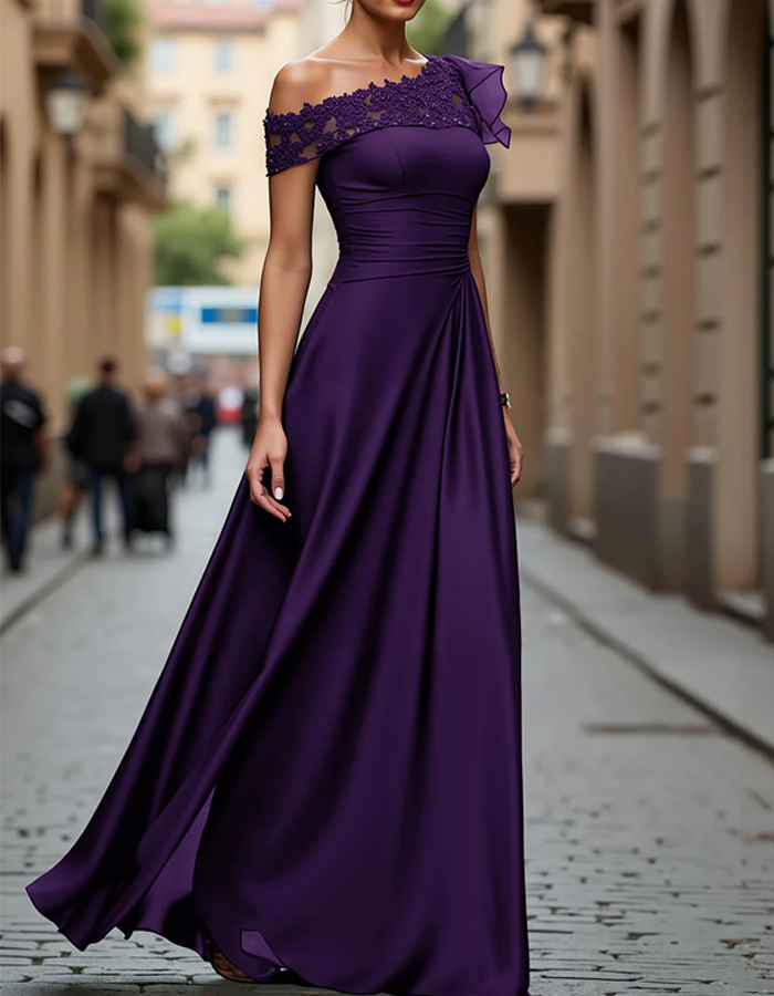 Off-the-Shoulder Lace Maxi Dress