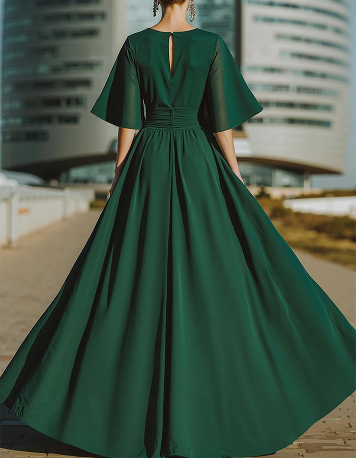 Emerald Green Chiffon Shawl Jumpsuit