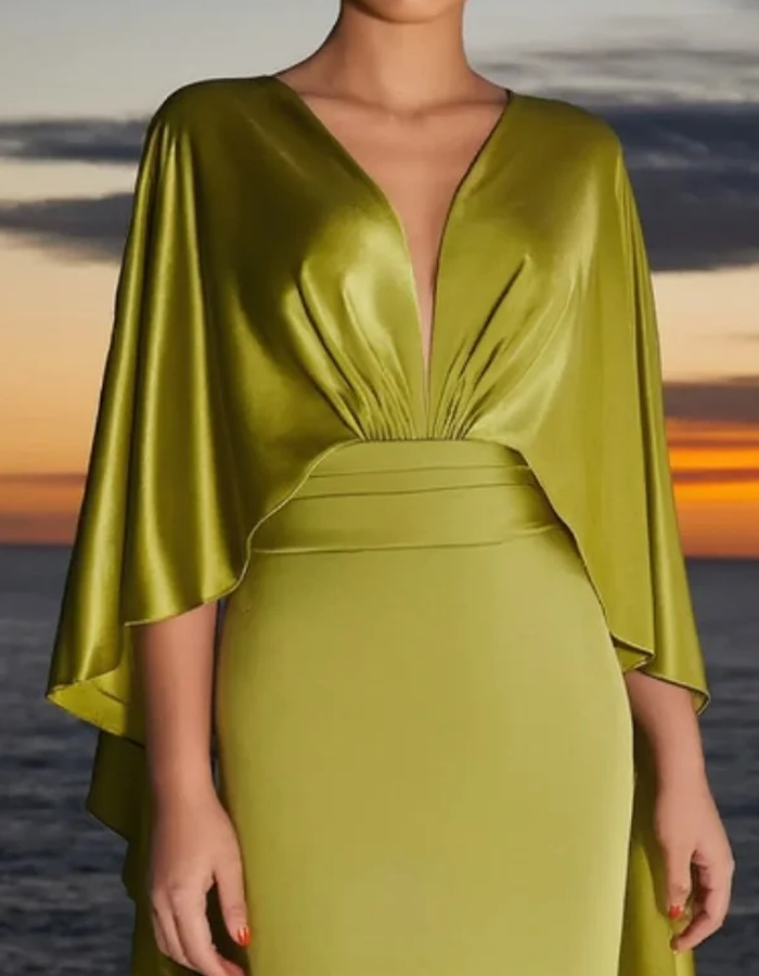 Luxurious Satin Shawl Maxi Dress
