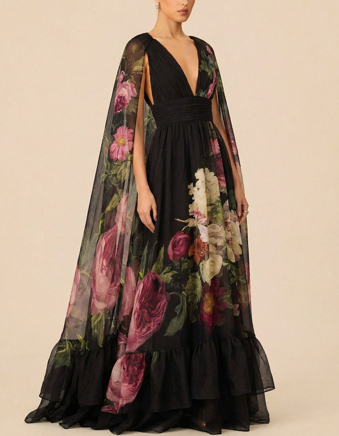 Floral Chiffon Maxi Dress