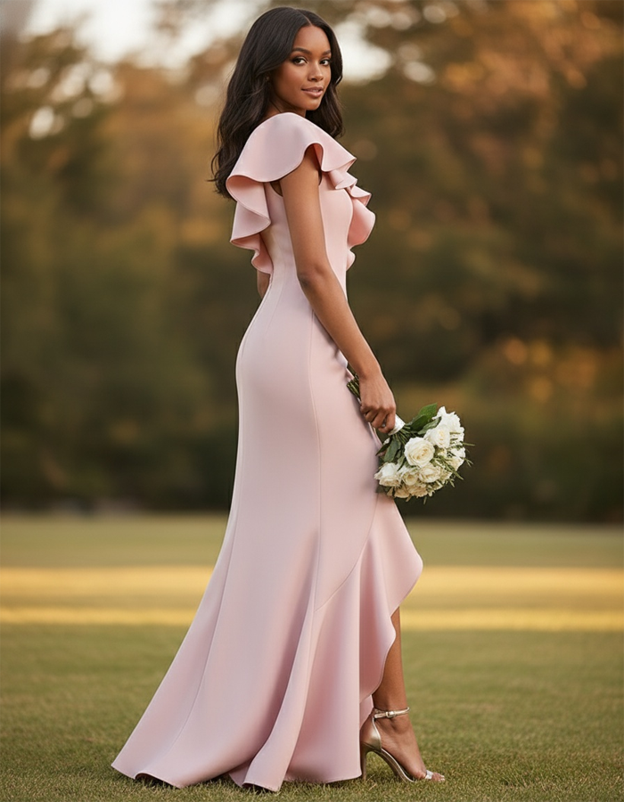 Asymmetrical Ruffle Maxi Dress