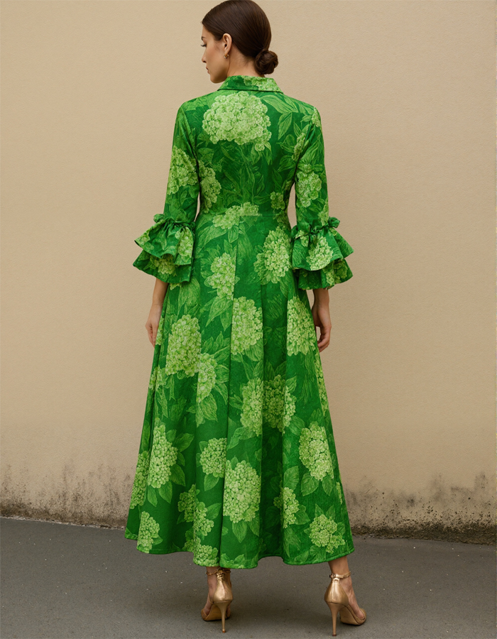 Green Floral Midi Dress