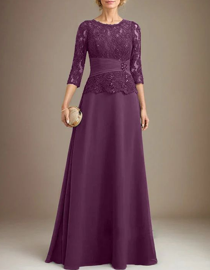 Lace Chiffon Elegant Maxi Dress