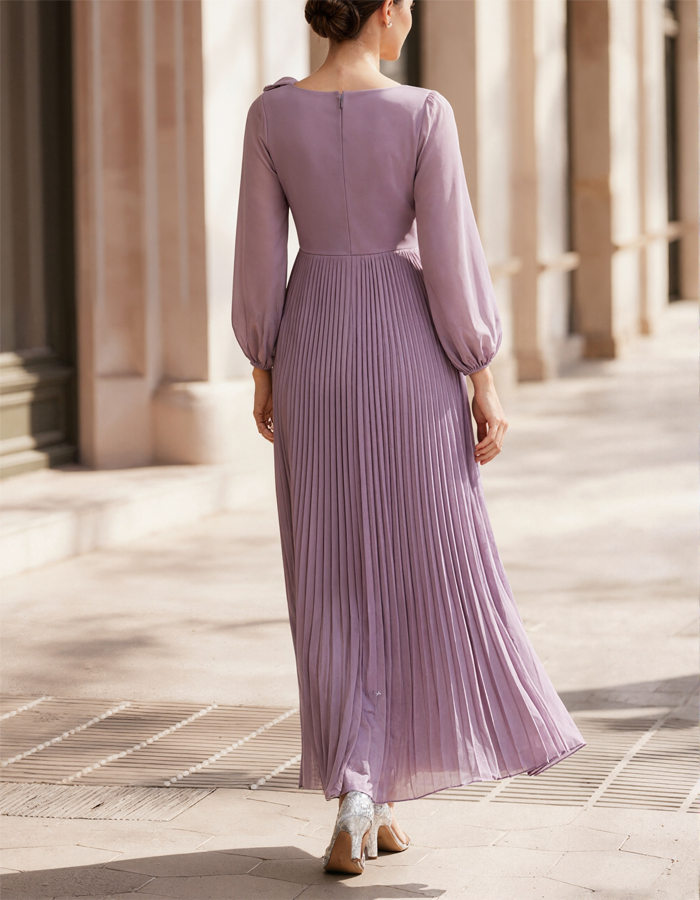 Chiffon Pleated Elegant Maxi Dress
