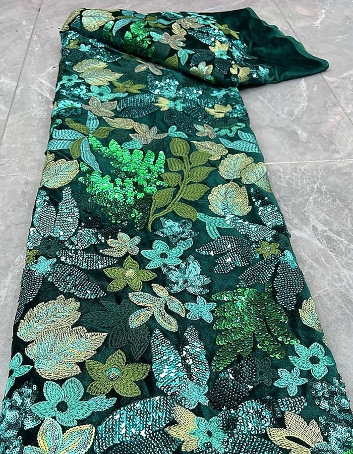 Vestido maxi de satén liso con bordado floral 3D y lentejuelas