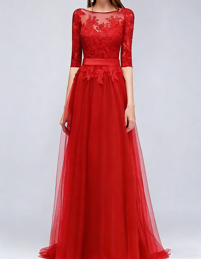 Lace Chiffon Maxi Dress