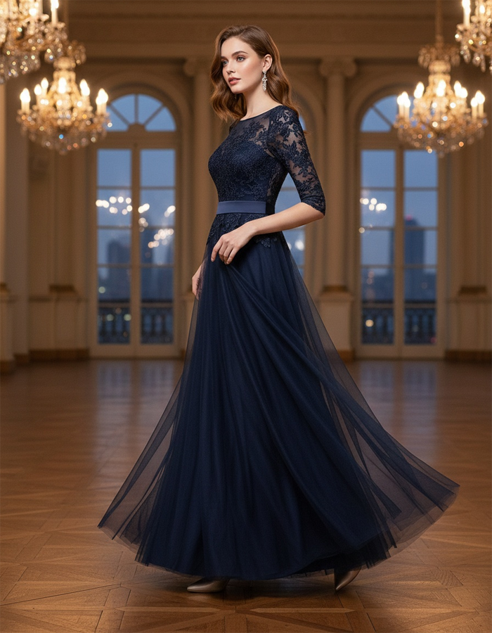 Lace Chiffon Maxi Dress