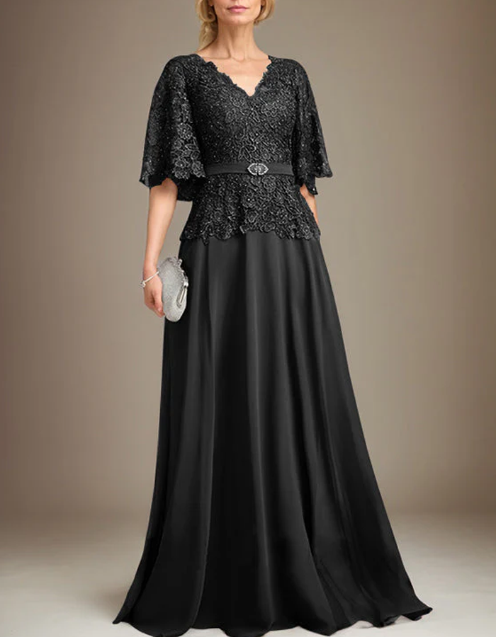 Lace Bodycon Chiffon A-line Maxi Dress – Alizua