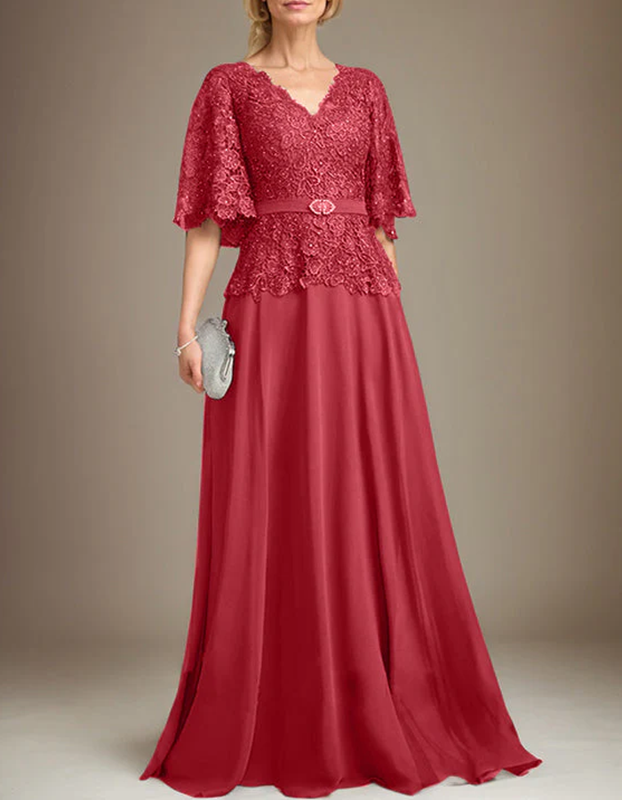 Lace Bodycon Chiffon A-line Maxi Dress