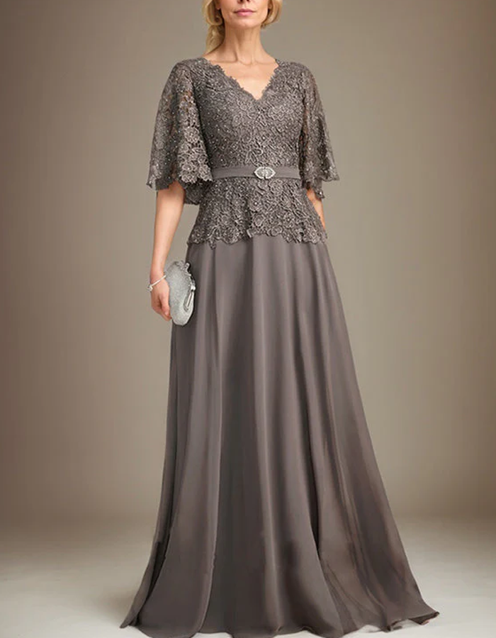 Lace Bodycon Chiffon A-line Maxi Dress
