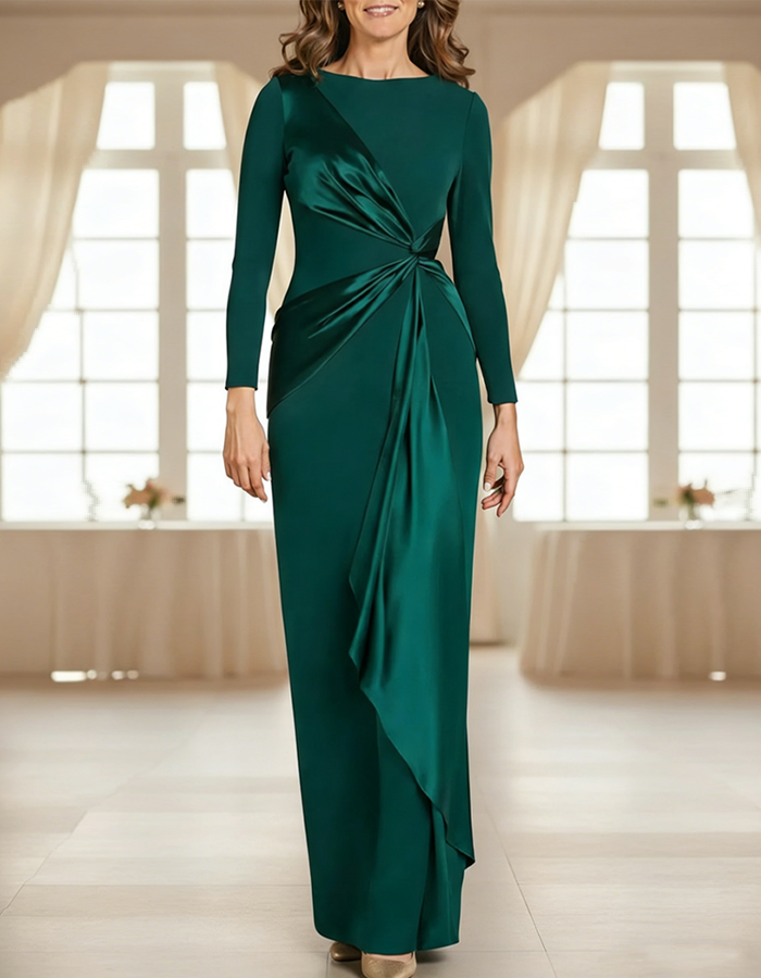 Twisted Front Satin Panel Maxi Dress