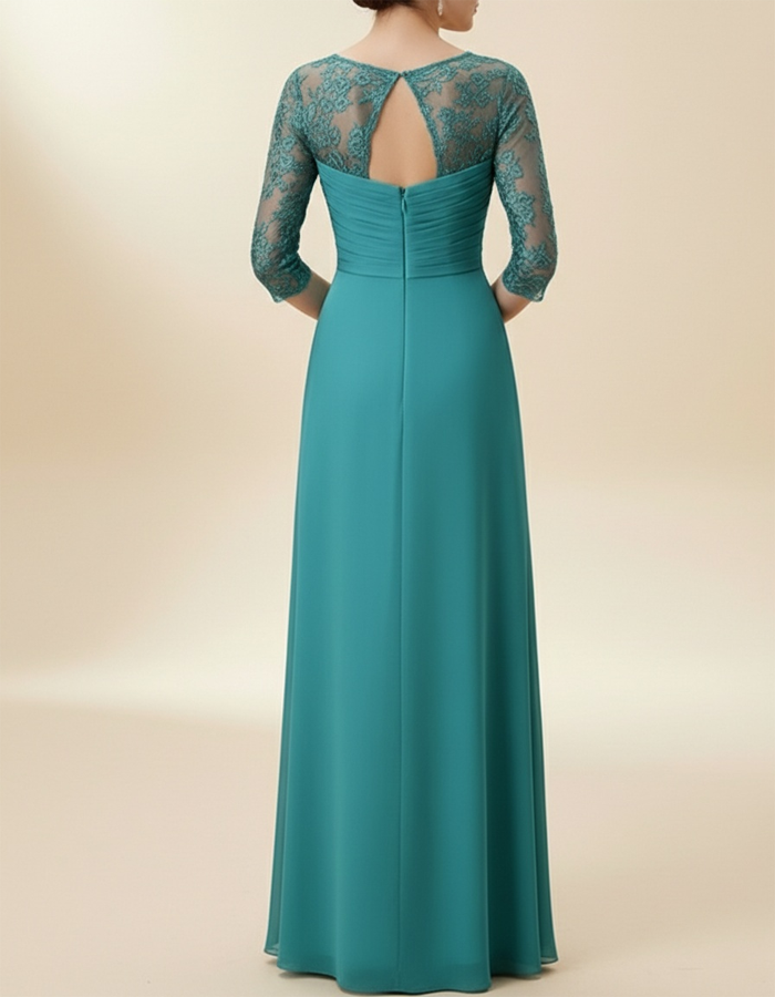 Sweetheart Neck Lace Chiffon Maxi Dress
