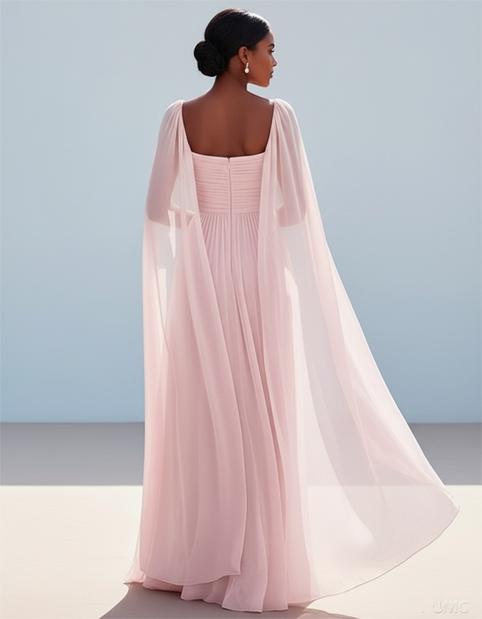 Pink Flowing Chiffon Maxi Dress