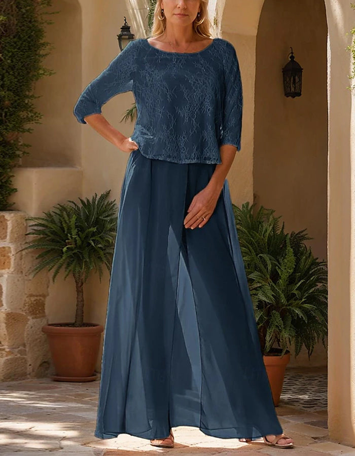 Solid Color Lace Chiffon Jumpsuit