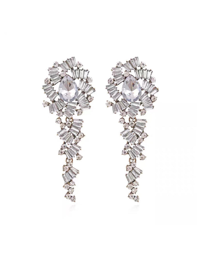 Super Sparkly Crystal Tassel Statement Earrings