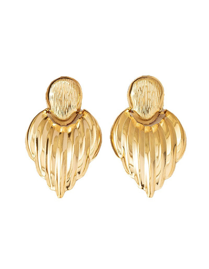 Boucles d'oreilles en métal géométriques en forme de feuille