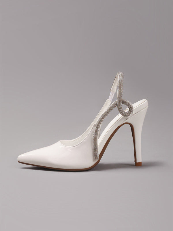 Rhinestone High Heeled Pointed Shoes