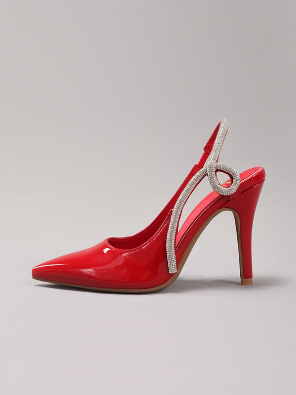 Rhinestone High Heeled Pointed Shoes