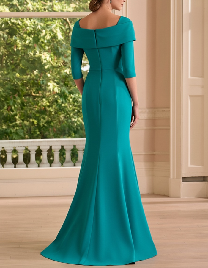 Teal Green Floral Mermaid Maxi Dress