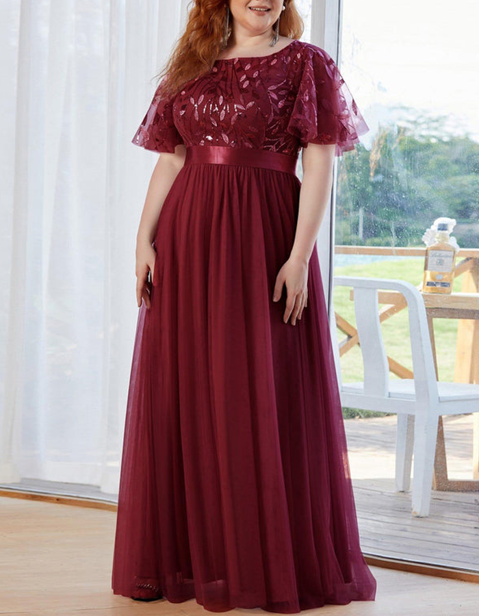 Chiffon Embroidered A-Line Maxi Dress