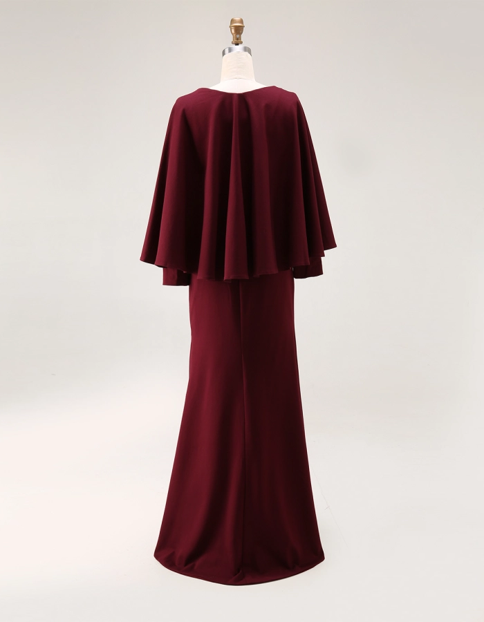 Vestido largo con cuello en V y mangas murciélago