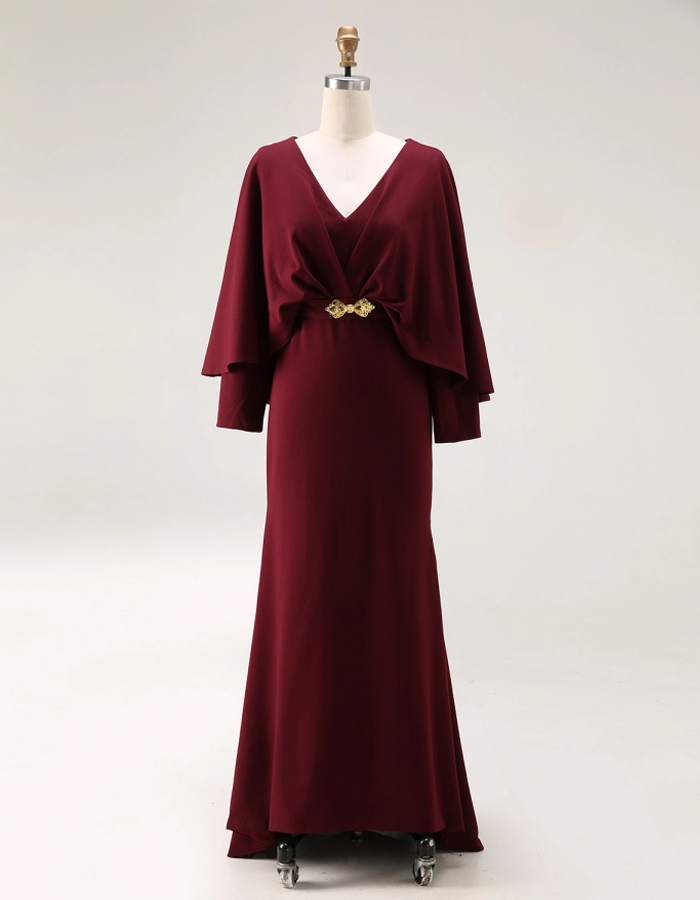 V-neck Batwing Sleeves Maxi Dress