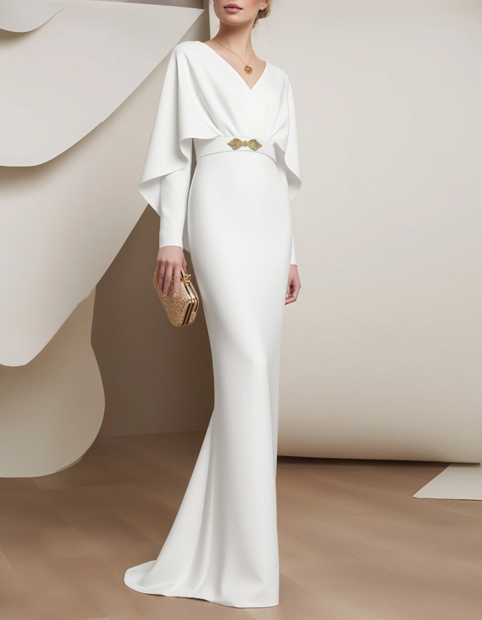 V-neck Batwing Sleeves Maxi Dress