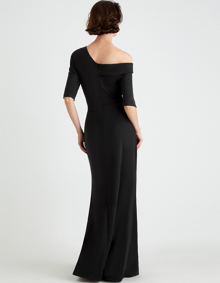 Black One-shoulder Asymmetrical Maxi Dress