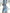 Light Blue Gradient Ink Wash Floral Chiffon V Neck Long Sleeves Maxi Dress