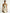 Champagne Colored Printed Satin One Shoulder Fishtail Maxi Dress