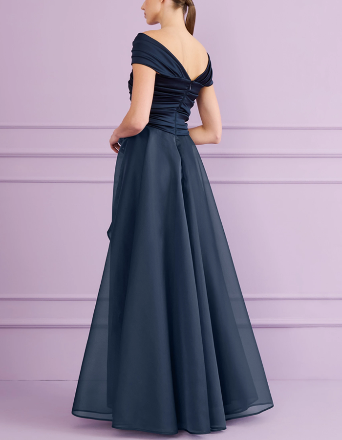 Off-the-Shoulder Draped Maxi Dress