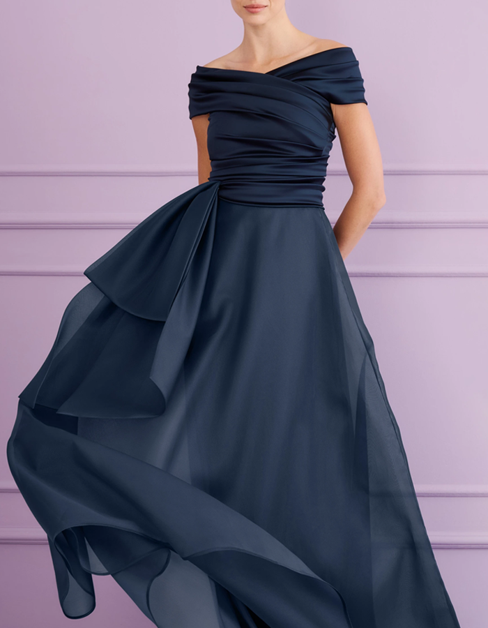 Off-the-Shoulder Draped Maxi Dress