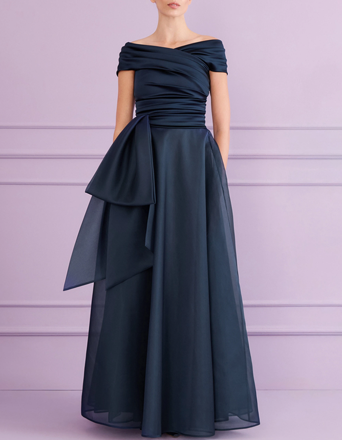 Off-the-Shoulder Draped Maxi Dress