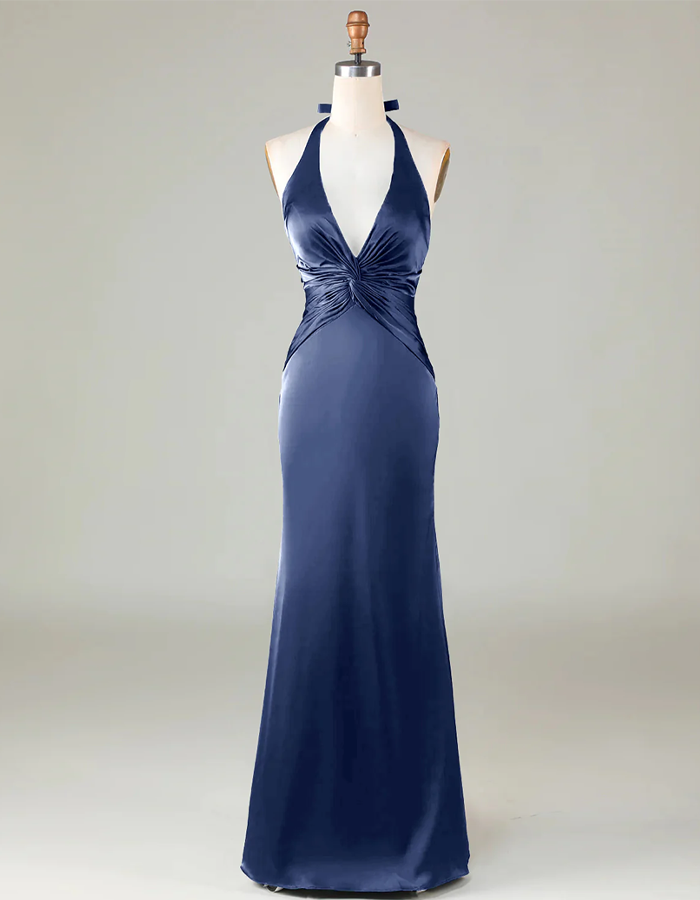 Vestido Maxi Sirena de Satén con Tirantes