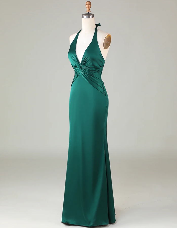 Vestido Maxi Sirena de Satén con Tirantes